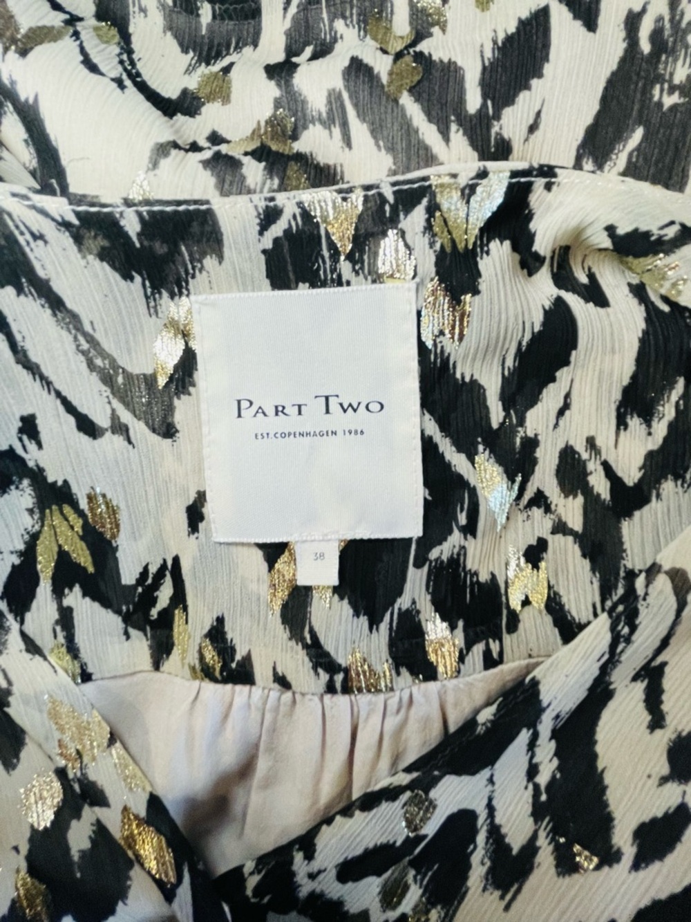 Part Two Women's Beige and Black Tie-Waist Animal Print Wrap Blouse - Picture 6 of 6